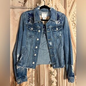 True Religion Blue Denim Jacket with Distressed Details